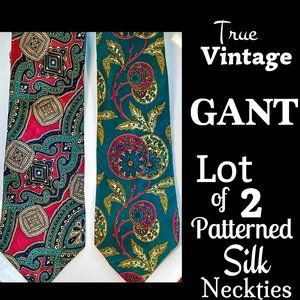 ▪️VTG▪️GANT▪️1990's Lot of 2 Patterned Silk Neckties